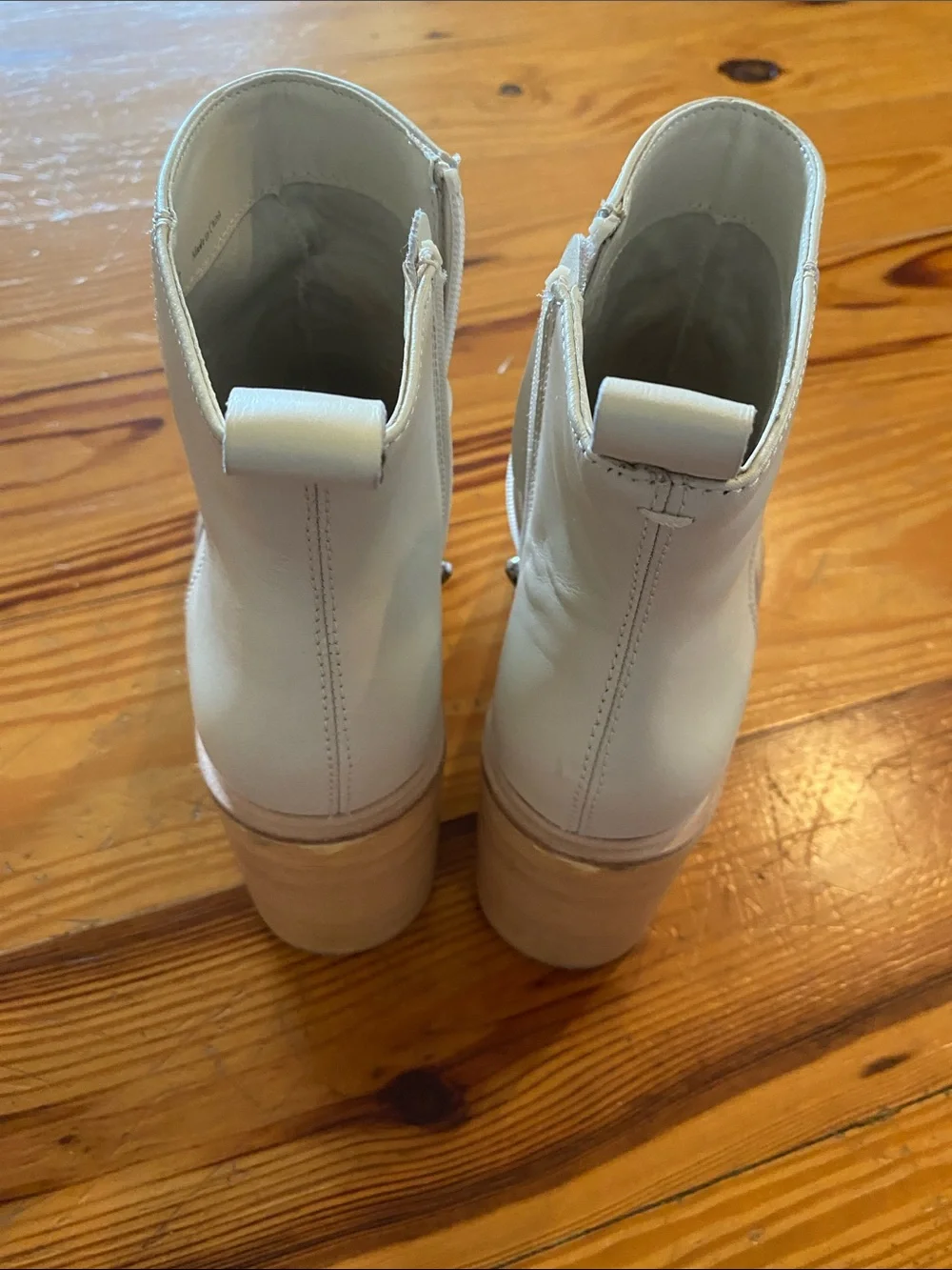 New Dolce Vita Cream Platform Ankle Boots with Side Zip